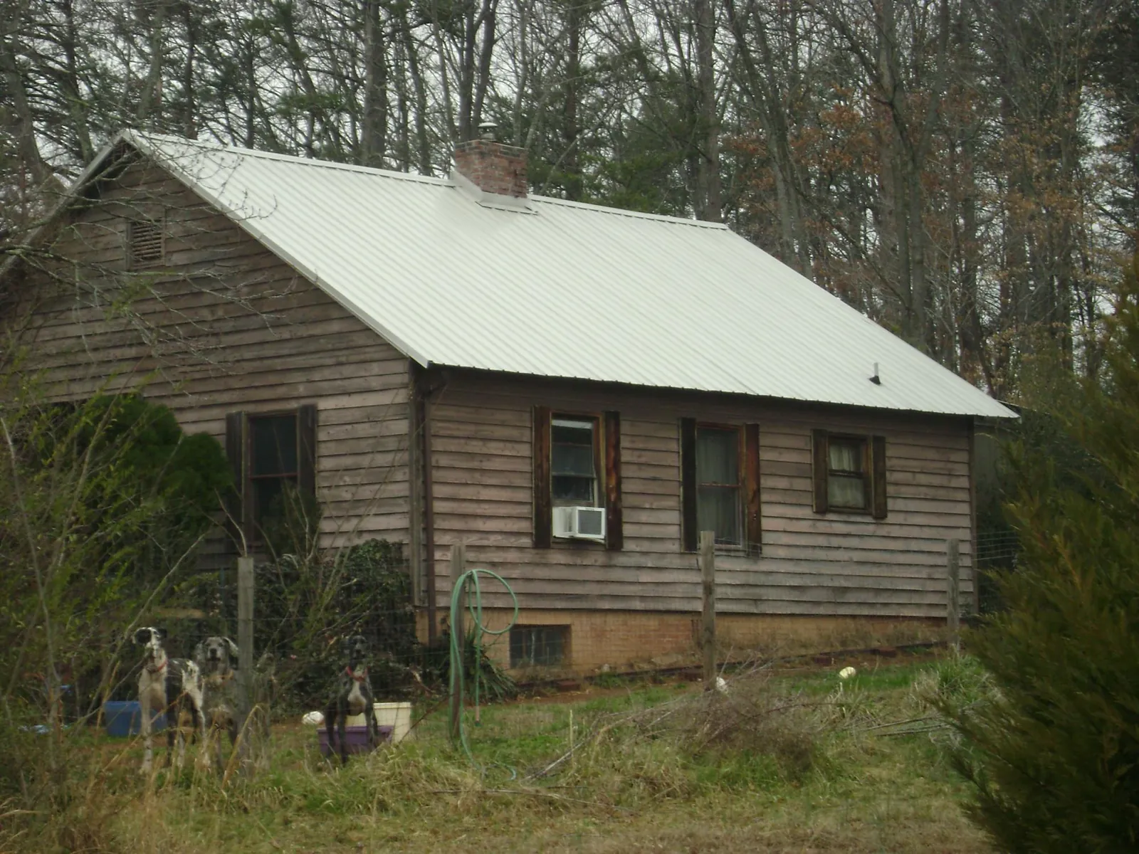 White metal roof on an old wood sided farmhouse, from a Metal Roof Installation job in Minneapolis